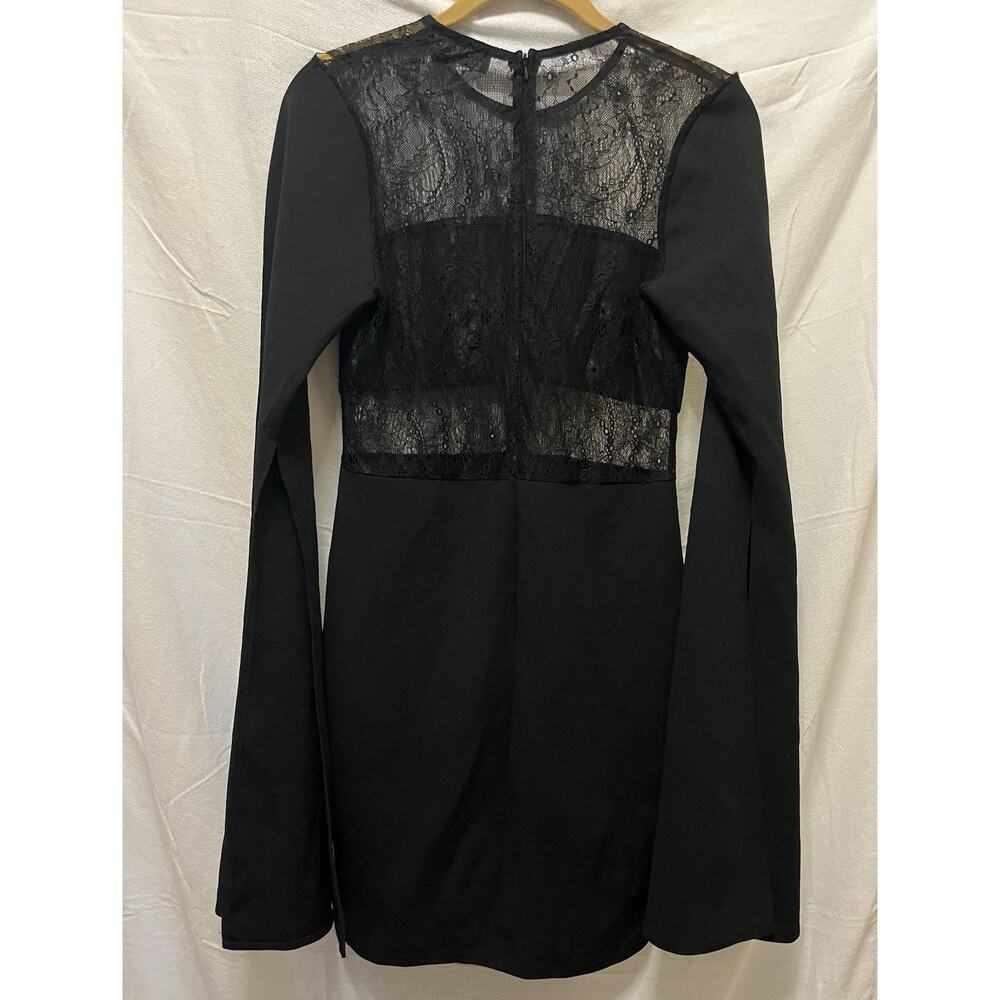 John Zack Tall Black Lace Dress With Split Sleeves US 8 UK 12 Witchy Whimsigoth - Picture 7 of 13